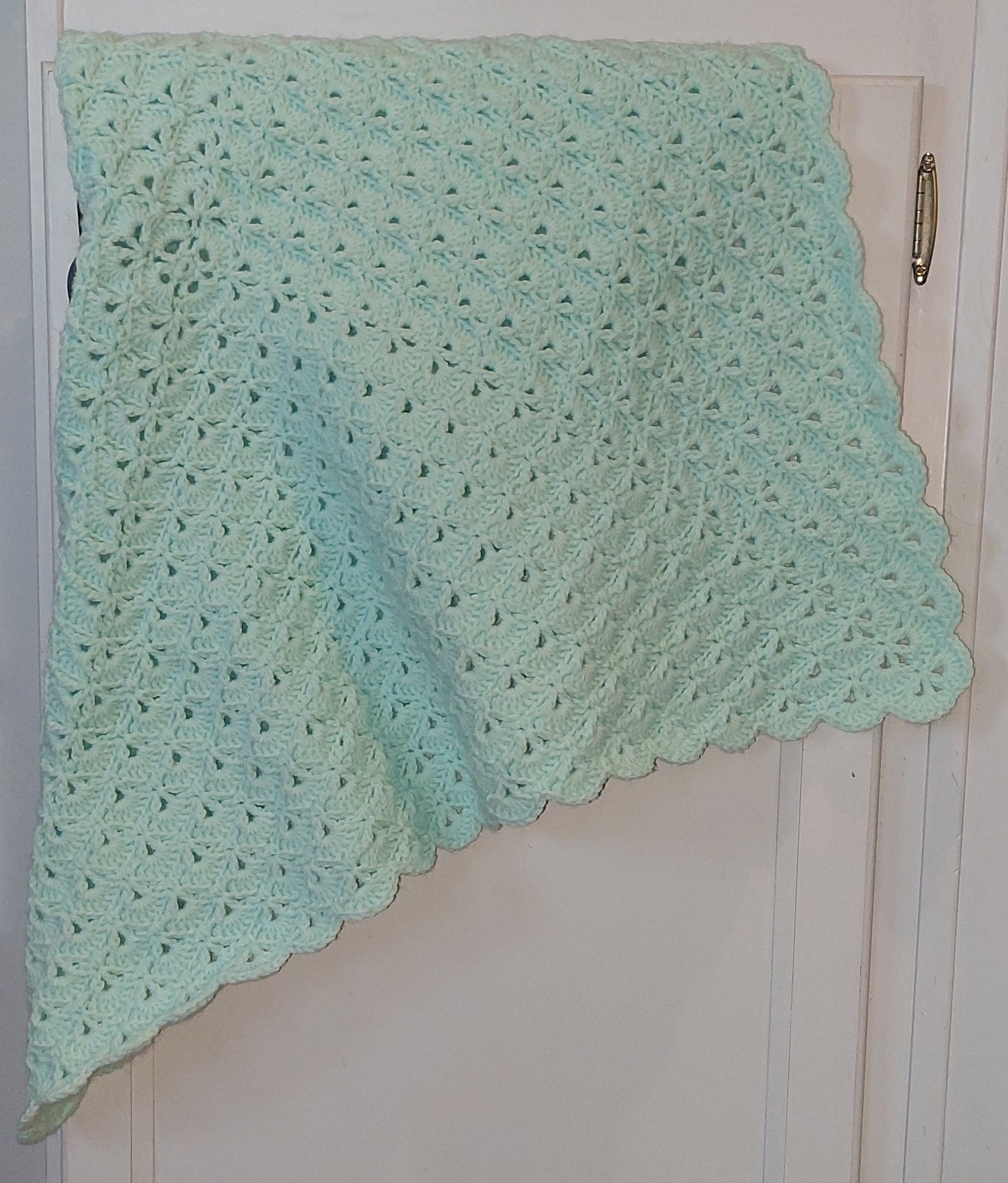 Shell Stitch Granny Square Baby Blanket Blue