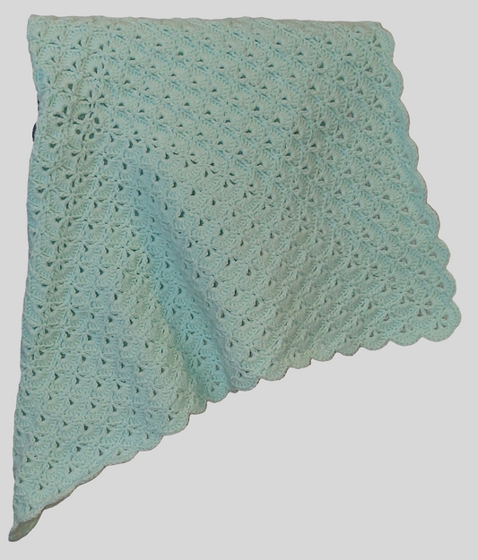Shell Stitch Granny Square Baby Blanket Blue